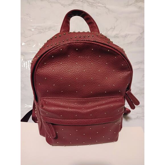 Prüne - Women\'s Burgundy Leather Studded Backpack Mini Bag main image 5
